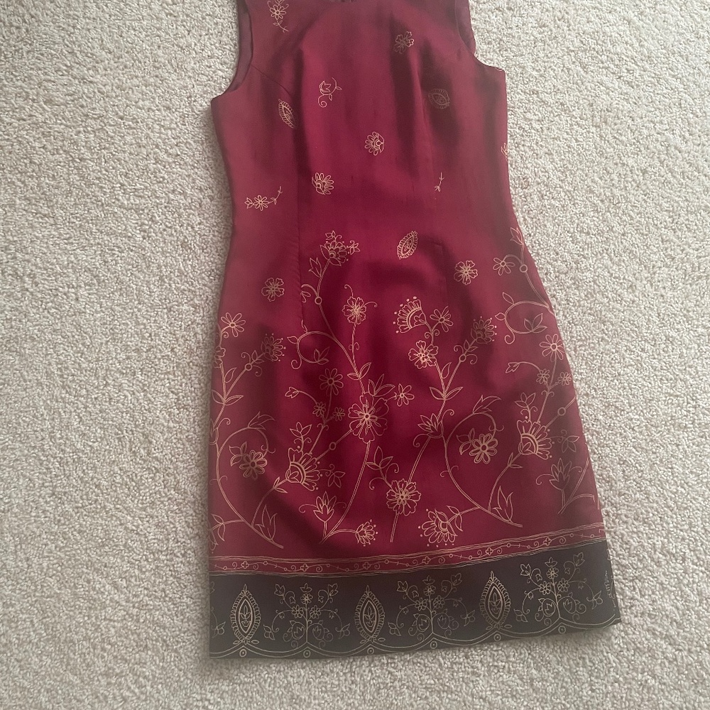 Silk, lined, sheath dress.